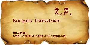 Kurgyis Pantaleon névjegykártya